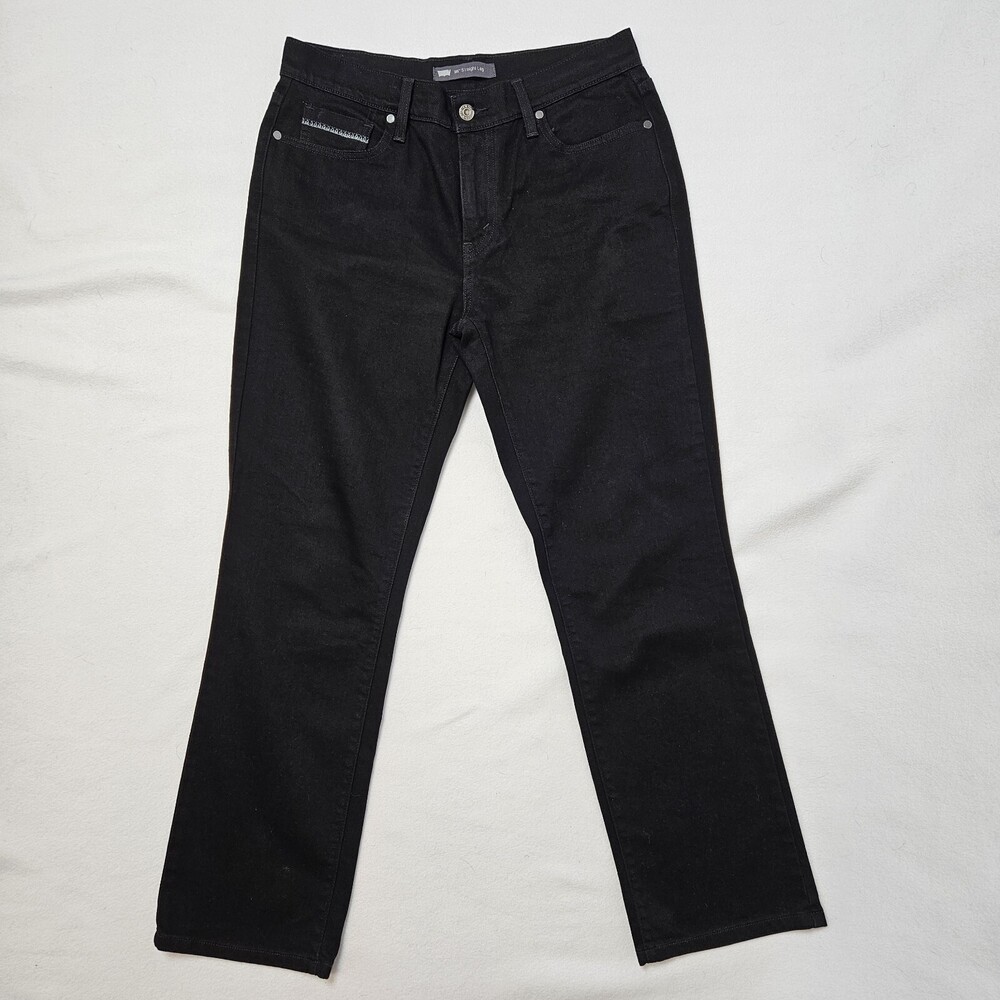 Levi's 505 Womens Straight Black Jeans 30x30 (32x30)Black Stretch Mid Rise Denim